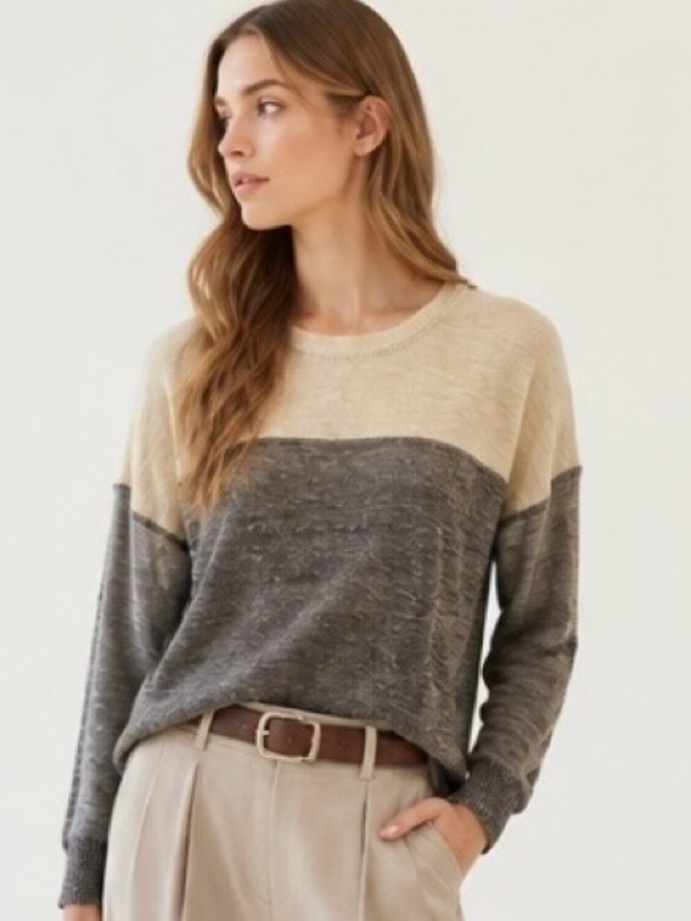 MADEWELL J Crew Sweater Tonal Color Block Outfield Pullover Lightweight